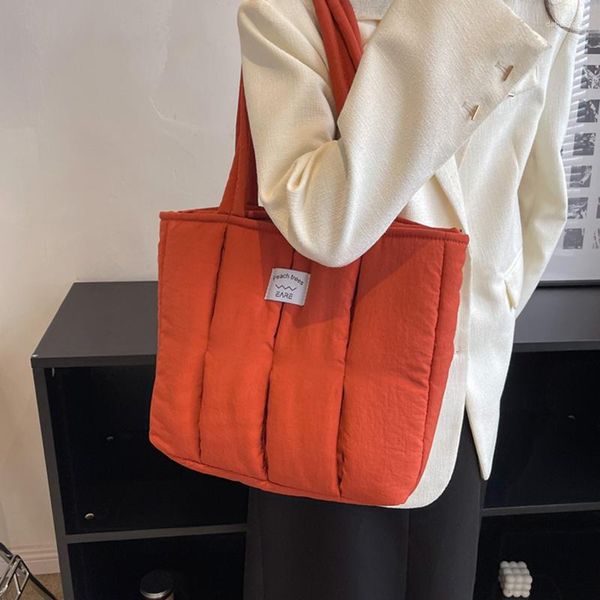 Abendtaschen Nylontuch gefüllte Baumwolle weiche klebrige weibliche College-Studenten-Schulter-Einkaufstasche für Arbeit Pendler Handheld Big