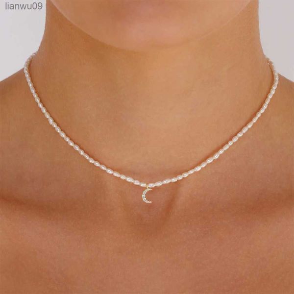 BOAKO Perlenkette Silber 925 Oringinal Schmuck Stern Mond Palm Böser Blick Schlange Zirkon Anhänger Halsketten Für Frauen Elegantes Geschenk L230704