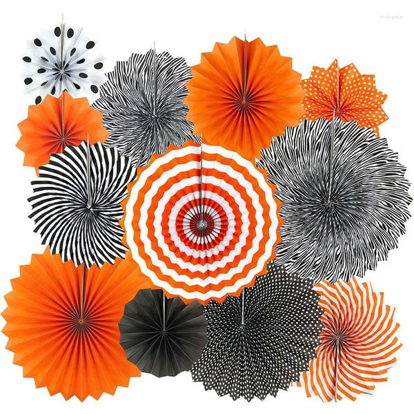 Decoração de festa laranja laranja preto halloween decorações de papel pendurado fãs de pompom flores guirlanda de borla de tecido para carnavais decoração