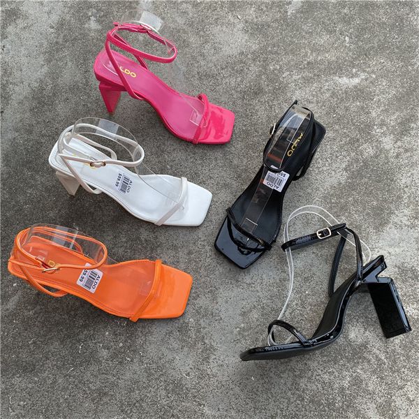 1 yaz Avrupa ve Amerikan tarzı ince kare yüksek topuk ayakkabı kadınlar moda seksi sandalet zapatos mujer 230807