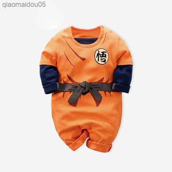 DBZ аниме -одежда новорожденный мальчик приходите органический хлопок Хэллоуин Дети Дети в комбинезонах новорожденных новорожденных младенец Румпер Очинки L230712