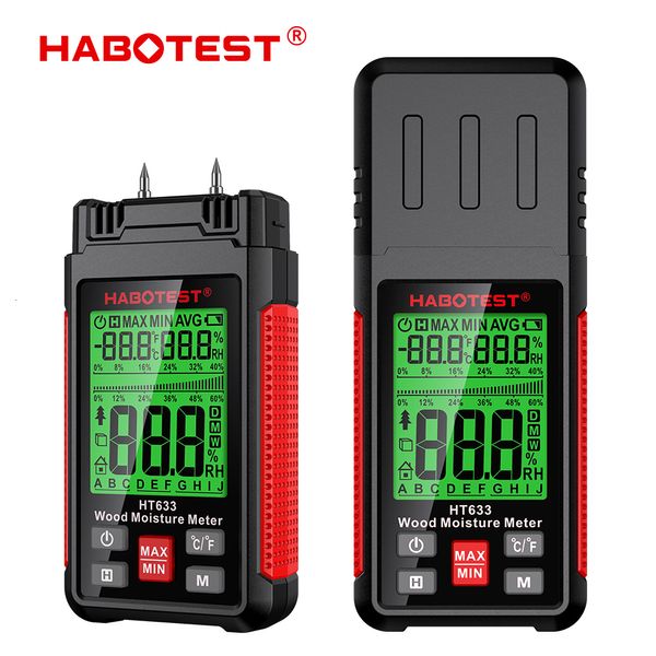 Feuchtigkeitsmessgeräte HABOTEST HT633 Digitales Holzfeuchtemessgerät Professionelles 0~57 % Holzhygrometer Tragbares Werkzeug LCD-Display Holzfeuchtigkeitsdetektor 230804