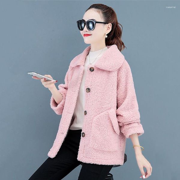 Frauen Trenchcoats 2023 Herbst und Winter Lamm Plüsch Pelzmantel Lose Kurze Korn Fleece Top Kleidung