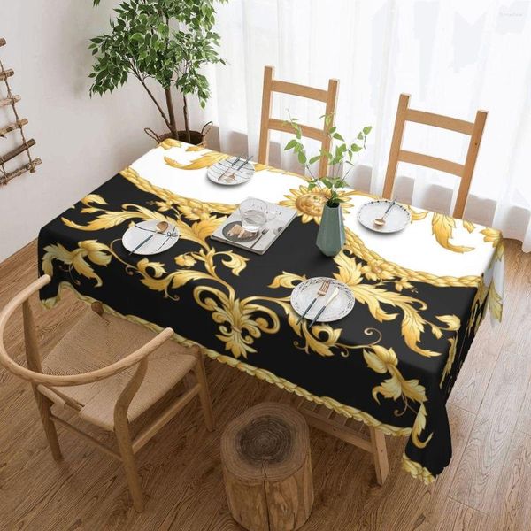 Toalha de Mesa de Luxo Europeia Estampada Floral Toalha de Mesa Retangular Impermeável Rococó Estilo Barroco Capa Para Cozinha