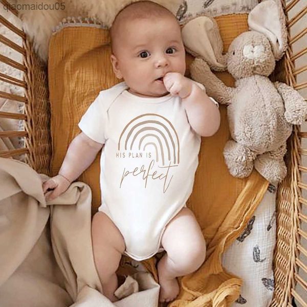 Annuncio di gravidanza Onesies Il suo piano è perfetto Arcobaleno Baby Body Cotone Neonato Ragazzi Ragazze Pagliaccetti Infantile Ropa Abiti L230712