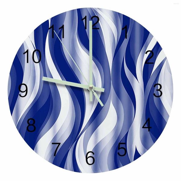Настенные часы абстрактные градиентные линии синие светящиеся указатель часы домашние украшения круглое молча