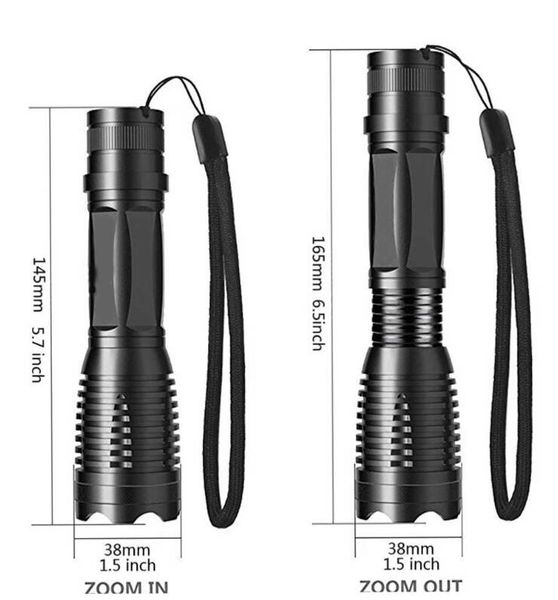 Superhelle wiederaufladbare Taschenlampe, leistungsstarke taktische Jagd- und Camping-Taschenlampe aus Aluminium mit 18650-Akku, leistungsstarke XML-T6-Zoomlampe