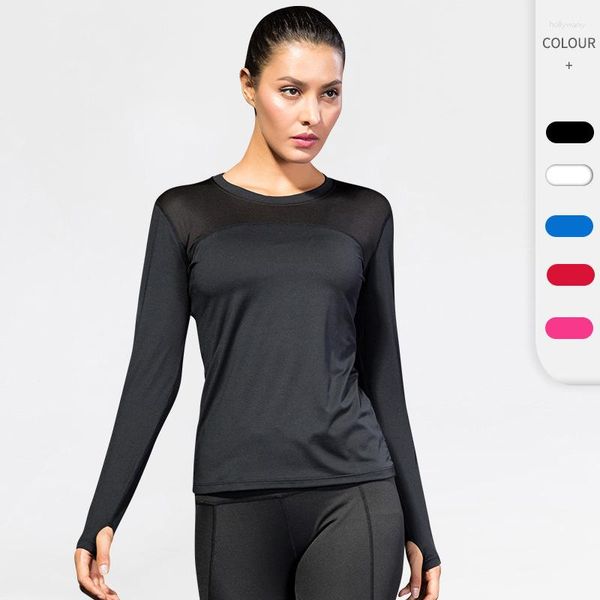 Active Shirts Damen Tight Seamless Yoga Shirt Fitness Laufsport T-Shirt Schweißabsorbierend Schnelltrocknend Stretch Gym Langarm