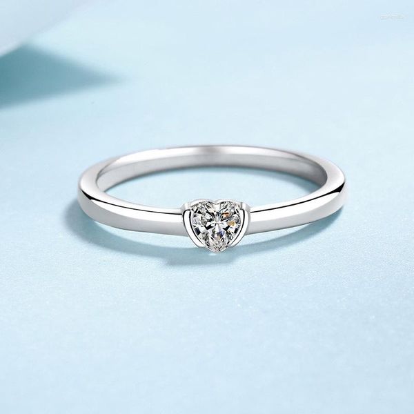 Кластерные кольца Сердце разрезание Moissanite для женщин 925 Серебряное серебро оригинальное D Цветное лаборатория бриллиантовое обручальное кольцо