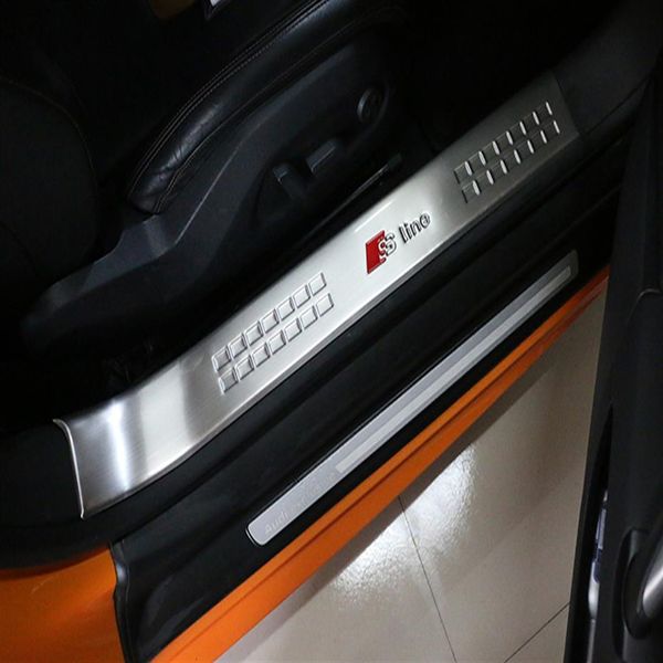 Yüksek Kaliteli Stainess Steel 2pieces Araba Kapı Eşyaları Scuff Ayak Plakası Eşiği Dekorasyon Çubuğu Koruma Plakası Audi TT 2008-2019243H