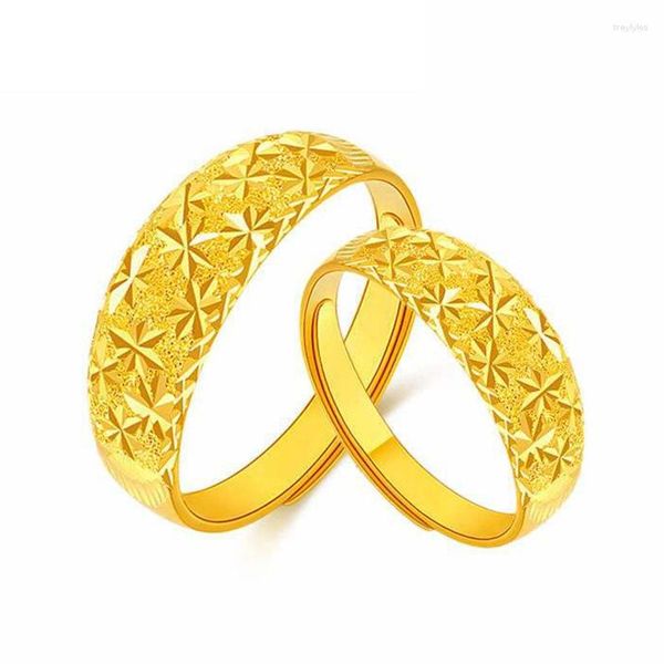 Cluster Ringe Full Sky Star Paar Ring Hochzeit Männer und Frauen vergoldet mit 24 Karat Gold Autoblume