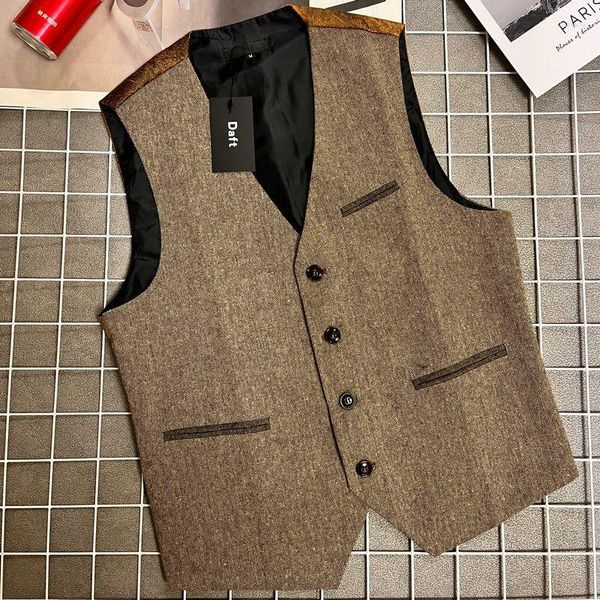 Gilet da uomo S-3xl Abiti da uomo Primavera Autunno Monopetto Tinta unita Slim Business Giacca da uomo traspirante Gilet Abbigliamento Hy59