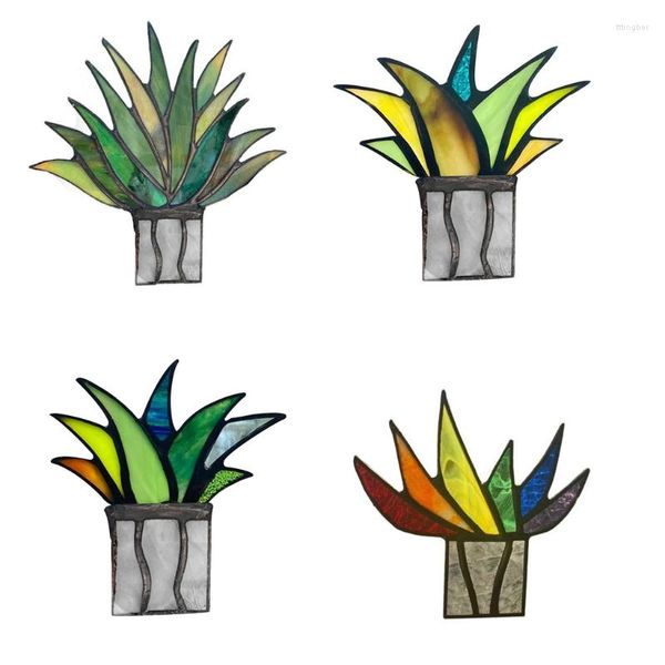 Decorações de jardim para vasos de plantas criativas mini acrílico aloe vitral colorido artificial falso agave decoração de casa ornamento