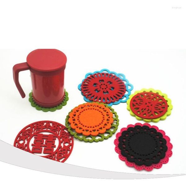 Esteiras de mesa TCHY 8 pçs copo de feltro jogo doméstico almofada não tecida para beber canecas vidro decoração para casa acessórios Mordern