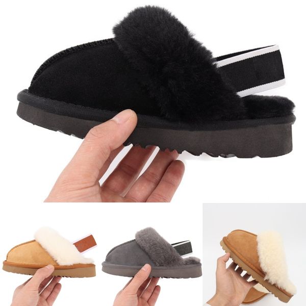 Crianças Chinelos Australianos Clássicos Plataforma Slides Criança Botas uggi Crianças Inverno Quente Clog wgg Sapatos de Pele Fofo Meninos Meninas Chinelo Jovem Criança Chestn D19X#