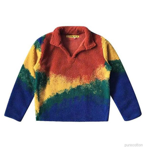 Designer Abbigliamento moda Felpe uomo Felpe con cappuccio Cpfm dello stesso tipo di Philippine Dong Xyz Rave Cowboy Pullover Pullover in pile intrecciato arcobaleno