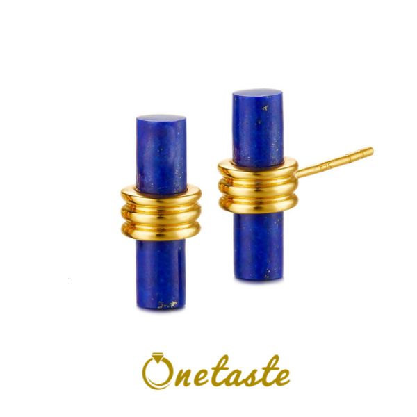 Stud Lapis Lazuli S925 Prata Banhado a Ouro Brincos Para Mulheres Pedra Natural Minimalista Pequeno Chique Geométrico Brinco 2023 230804