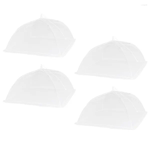 Set di stoviglie 4 pezzi Rete da tenda portatile Pieghevole da cucina Protezione antipolvere in filo bianco