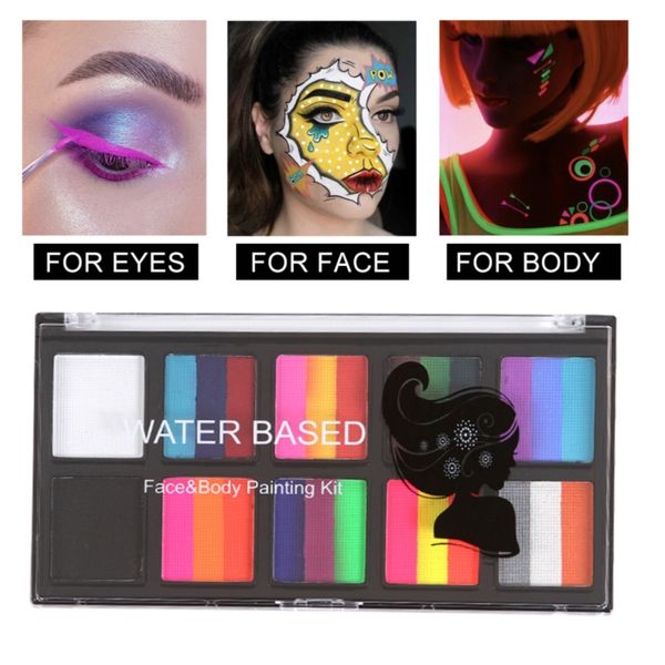 Peinture corporelle à base d'eau Kit de peinture pour le corps du visage pinturas maquillaje kit de pinceaux noël Halloween enfants visage yeux maquillage peinture 230807