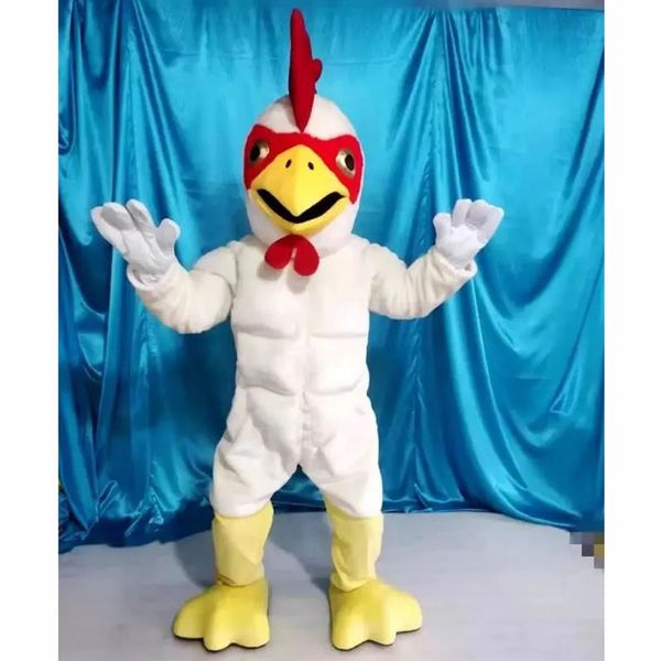 Costume adulto della mascotte del pollo del gallo bianco del fumetto del vestito operato dall'abbigliamento dell'animale selvatico Halloween Xmas Parade adatta la tuta all'aperto personalizzabile