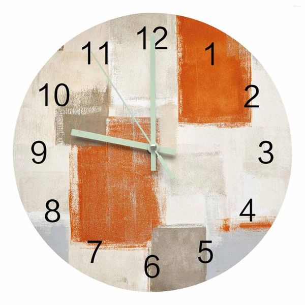 Настенные часы апельсиновая краска граффити абстрактные световые часы домашние украшения круглое молчаливая гостиная офис декор