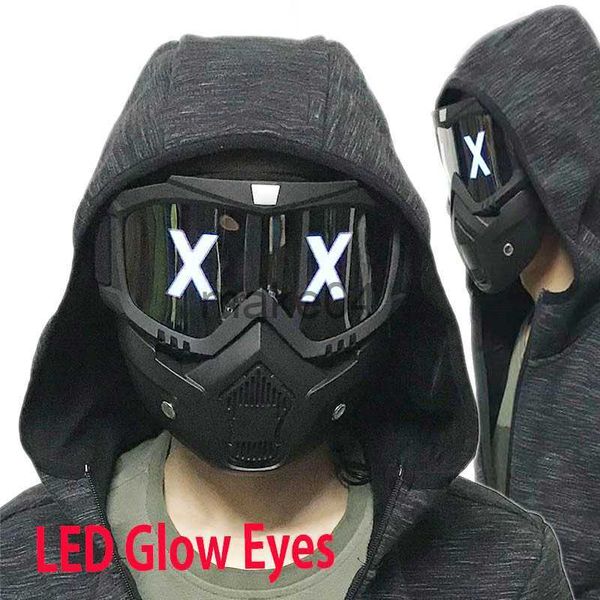 Party Masken Halloween LED Half Face X Leuchtende Augen DIY Brillen Maske Lichter Maske Masken DJ Party Cosplay Prop Geschenk J230807