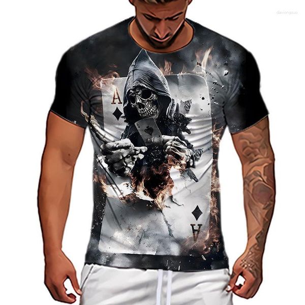 Camisetas masculinas, moda verão, estampada, manga curta, camiseta 3DT, decote redondo, camiseta de secagem rápida