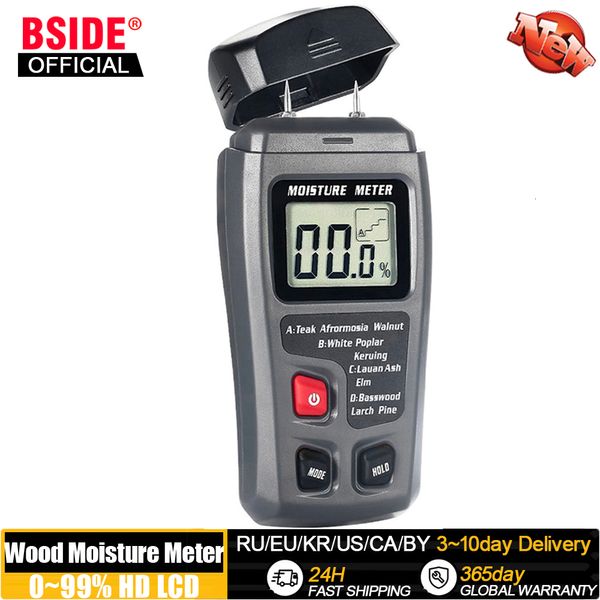 Feuchtigkeitsmesser BSIDE Digitales Holzfeuchtemessgerät Professioneller Holzfeuchtigkeitstester Handhygrometer Holzdetektor EMT01 mit HD-LCD-Display 230804