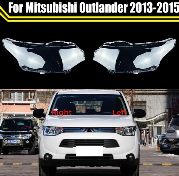 Para Mitsubishi Outlander 2013-2015 Tamão dos faróis faróis Shell Transparente Lampshade Tampa do farol de lentes Caps de vidro