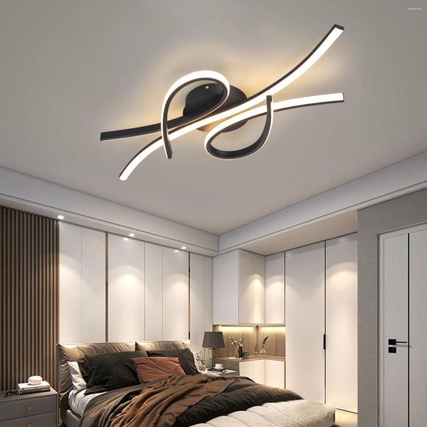 Deckenleuchten intelligentes Zuhause Alexa Moderne LED für Wohnzimmer Schlafzimmer Schwarz/Gold Nordic Lampe Plafonnier Armaturen