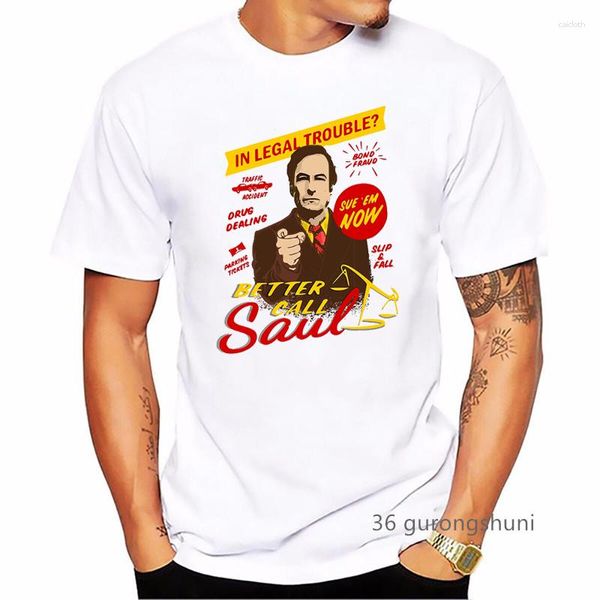 Magliette da uomo Better Call Saul Camicia con stampa grafica Abbigliamento Harajuku Summer Fashion Maglietta a maniche corte Homme T-Shirt bianca