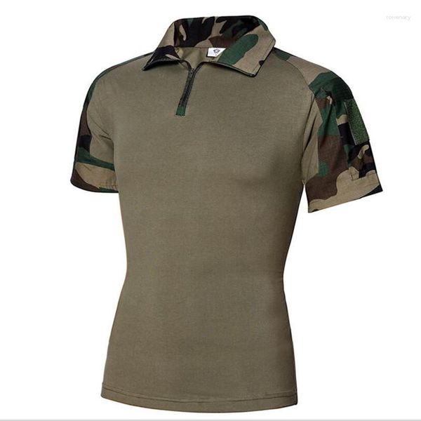 Camisetas masculinas respirável tático tático militar camuflagem respirável camiseta de combate do exército dos EUA outwear