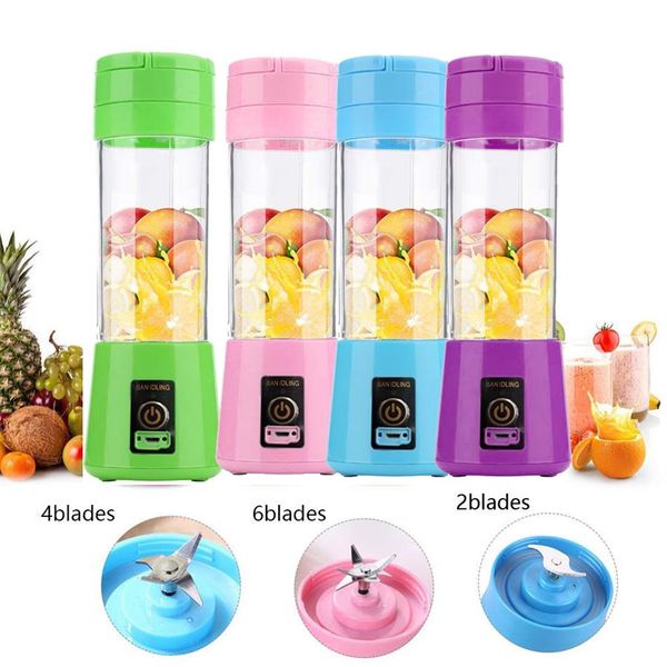 380ml USB Taşınabilir Meyve Meydan Okuyucu Blender Cup 6 Bıçaklar Elektrikli Otomatik Smoothie Sebze Meyve Narenciye Portakal Suyu Maker Kupası Mikser MAC2337