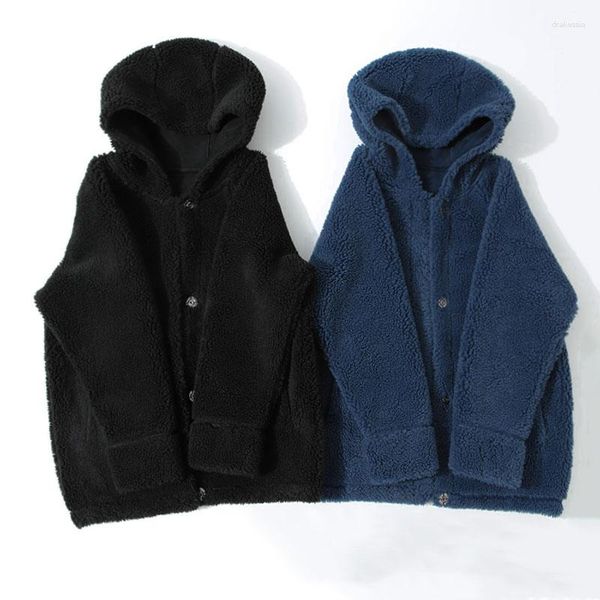 Pelliccia da donna Autunno Inverno Donna Tutto-fiammifero Allentato Taglie forti Stile giapponese Comodo caldo soffice Cappotto con cappuccio in agnello sintetico