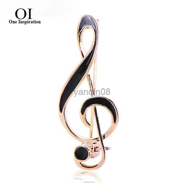 Alfinetes Broches OI Nota Musical Broche Esmalte Cor Dourada Jóias Para Roupas Femininas Cachecol Chapéu Terno Lapela Pin Símbolo Musical Distintivo HKD230807