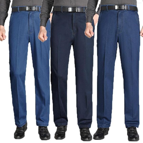 Jeans da uomo Business Casual Uomo adulto Pantaloni larghi in denim con gamba dritta Pantaloni con bottoni con cerniera con tasche taglia 31-36 per uomo