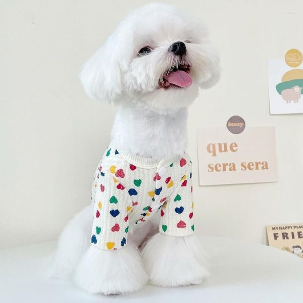 Abbigliamento per cani Love Cardigan Abbigliamento per animali Teddy Pomeranian Bear Piccolo maglione natalizio maltese Cat