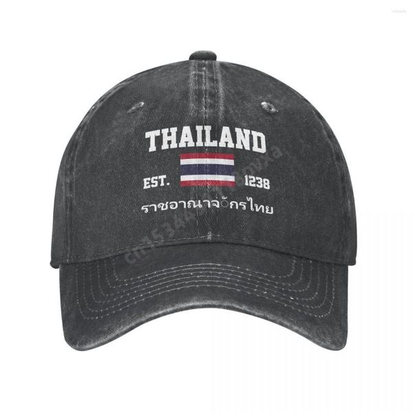 Ball Caps Unisex Erwachsene Thailand Thai Flagge Anthrazit gewaschen Denim Baseball Cap Männer Klassische Vintage Baumwolle Papa Trucker Hut