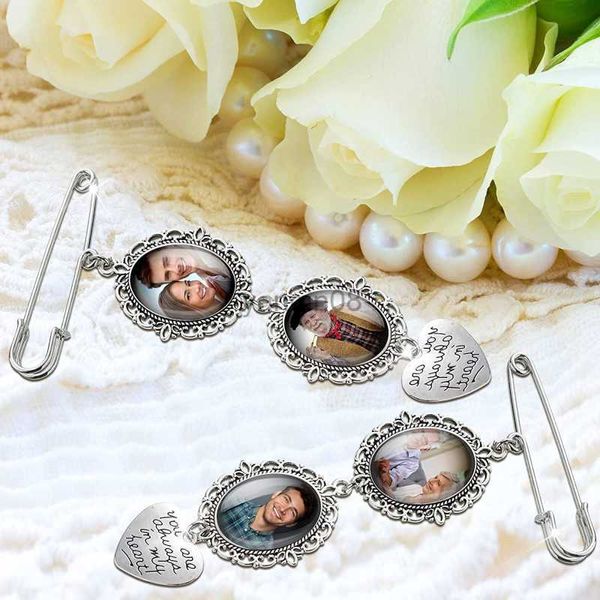 Spille Spille Lacy Oval Bridal Charm Wedding Bouquet Photo Charm Pin Memorial Gift for Bride HKD230807