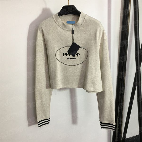 Kırpılmış sweatshirtler işlemeli mektup hoodies üstleri kadınlar için tasarımcı uzun kollu kazak sonbahar kış kıyafetleri