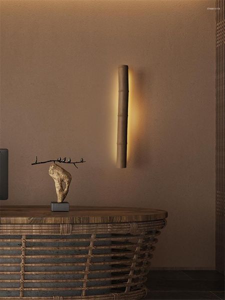 Lampada da parete Modellazione di bambù cinese Arte classica Lampade a led Soggiorno Studio Decorazione della sala Illuminazione Ristorante Interior Design Light