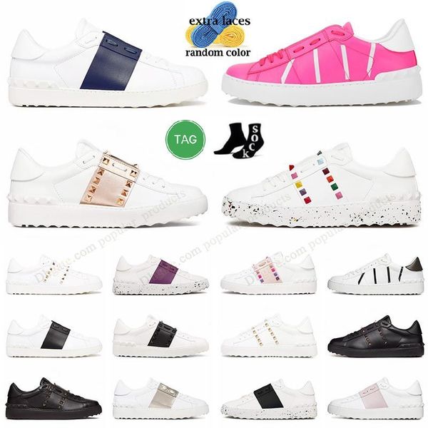 Scarpe basse rosse Scarpe moda casual Spikes Scarpe casual Scarpe San Valentino Nero Bianco Blu scuro Rosa Blu Dorato Nudo Mocassini rossi Pelle Uomo Donna Rivetti Traine