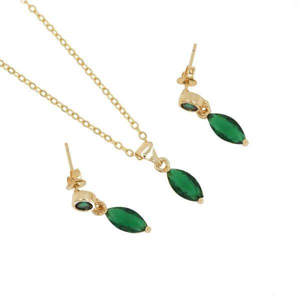 Brincos de colar define a moda emerald stone cz e brindes para brincar presentes para ela