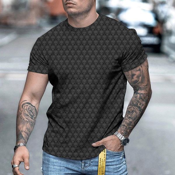 Camisetas masculinas 2023 camisetas de verão estampadas em 3D com personalidade crânio arte pintura tendência camiseta oversized Harajuku X