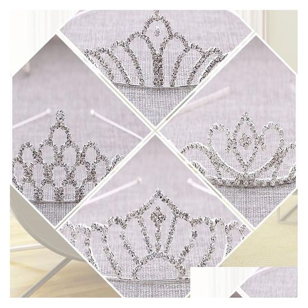 Copricapo Cristalli Corone Sparkle Perline Velo di cristallo da sposa Diadema Corona Accessori per capelli Fascia per capelli Eventi di consegna a goccia per feste Dhfn6