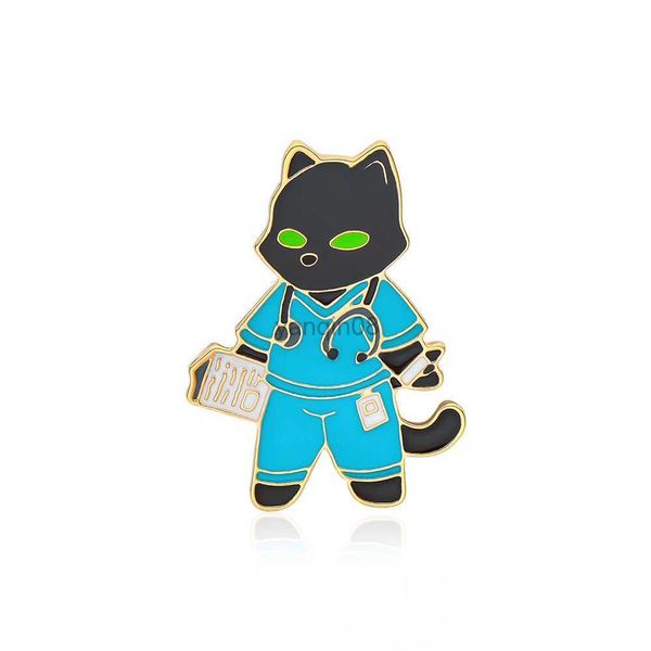 Pins Broschen Harong Neue Katze Krankenschwester Brosche Emaille Revers Abzeichen Mode Niedliche Medizinische Tier Pin für Geschenk Medizinischer Praktikant Absolvent Geschenk HKD230807