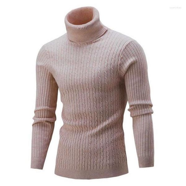 Suéteres masculinos suéter de outono de inverno de gola alta pulôvera de gola alta tricô fino 8 cores