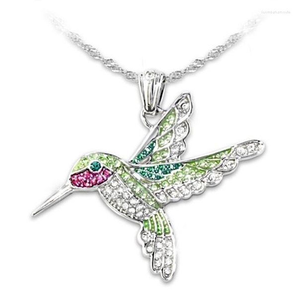 Anhänger Halsketten Trendy Tier Kolibri Halskette Frauen Böhmischen Kristall Intarsien Zubehör Party Schmuck