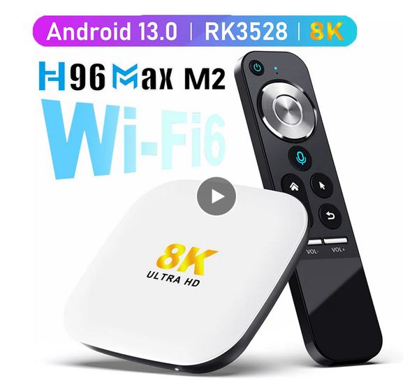 H96 Max M2 Smart TV Box Android 13 RK3528 8K 1000M WIFI6 DDR4 Set Top Box Sprachsteuerung AndroidTV Box Media Player