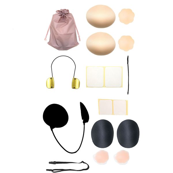 Olio essenziale Summer Thin Gather Capezzolo Patch Biancheria intima Accessori Kit reggiseno a tuffo profondo Push up Frontless Backless Senza spalline per abito 230807